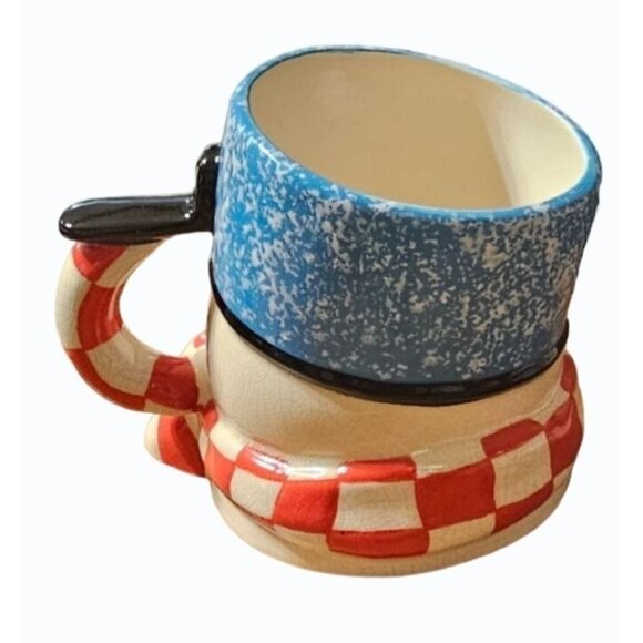 Hallmark Mitford Tipsy Snowman Mug Jan Karon  3D Christmas Coffee X 2 Vintage - Picture 6 of 10